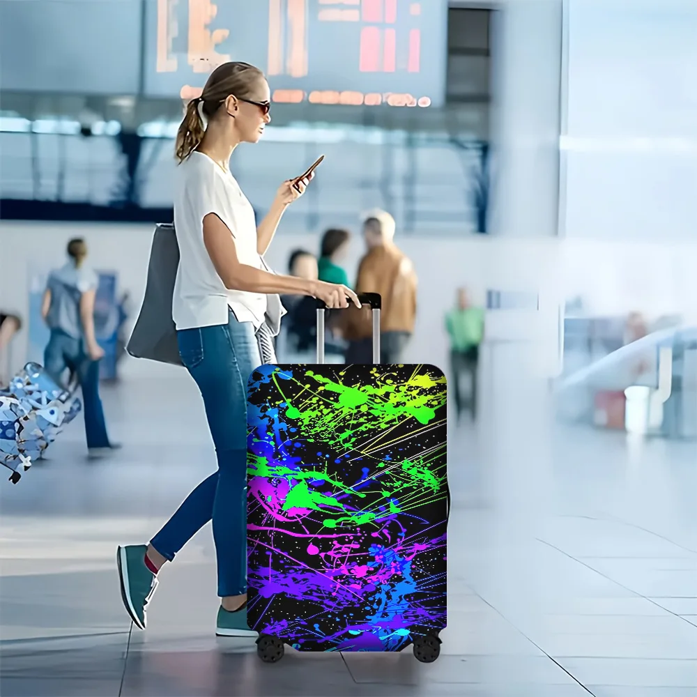 

1PC Vibrant Abstract Explosion Print Luggage Cover for luggage sizes 18-32 inches; dust and elastic travel accessories to eff