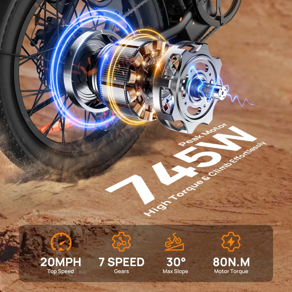 Electric Bike 48V 1000W Folding Electric Bicycle 20 Inch High Carbon Steel Frame 7 Speed Lithium Battery E Bike for Adults image 5