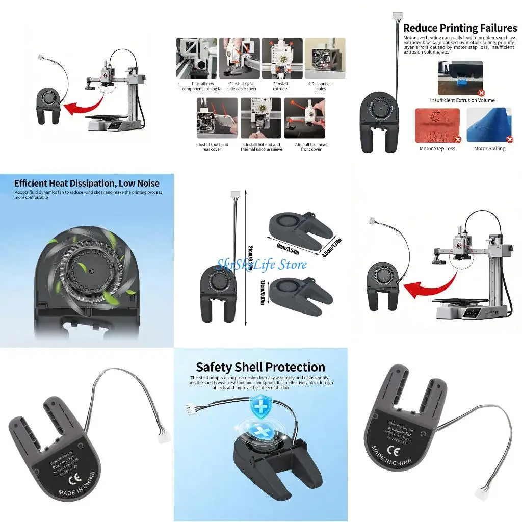 

E65E 3D Printer Replacement Part Cooling Fan 50mm Air Blower Cooling Fan For Desktop 3D Printer Installation Accessories