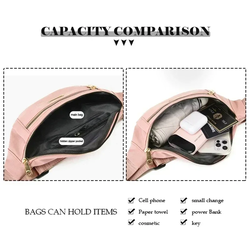 Waist Bags for Women Oxford Leisure Color Waist Bag Shoulder Crossbody Chest Bags Handbags All-match Messenger Belt Bags