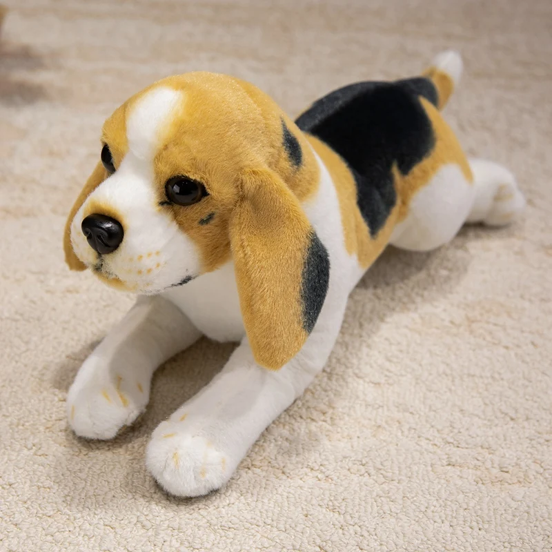 

Новая имитация бигля, игрушка для собаки, 50 см, реалистичные мягкие игрушки, лежащая кукла-собака, плюшевые игрушки, подарок на день рождения для детей