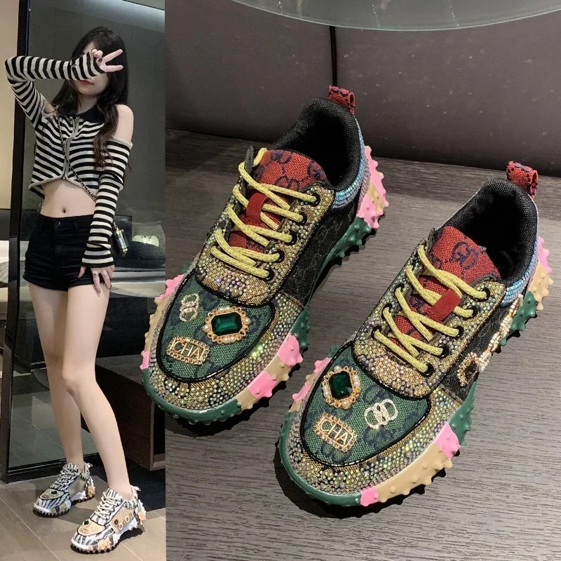 

Womens Sports Shoes Trendy Water Diamond Sports Shoes Tennis Women's Casual Mirror Luxury Designer Elegant Fashion Women's Shoes