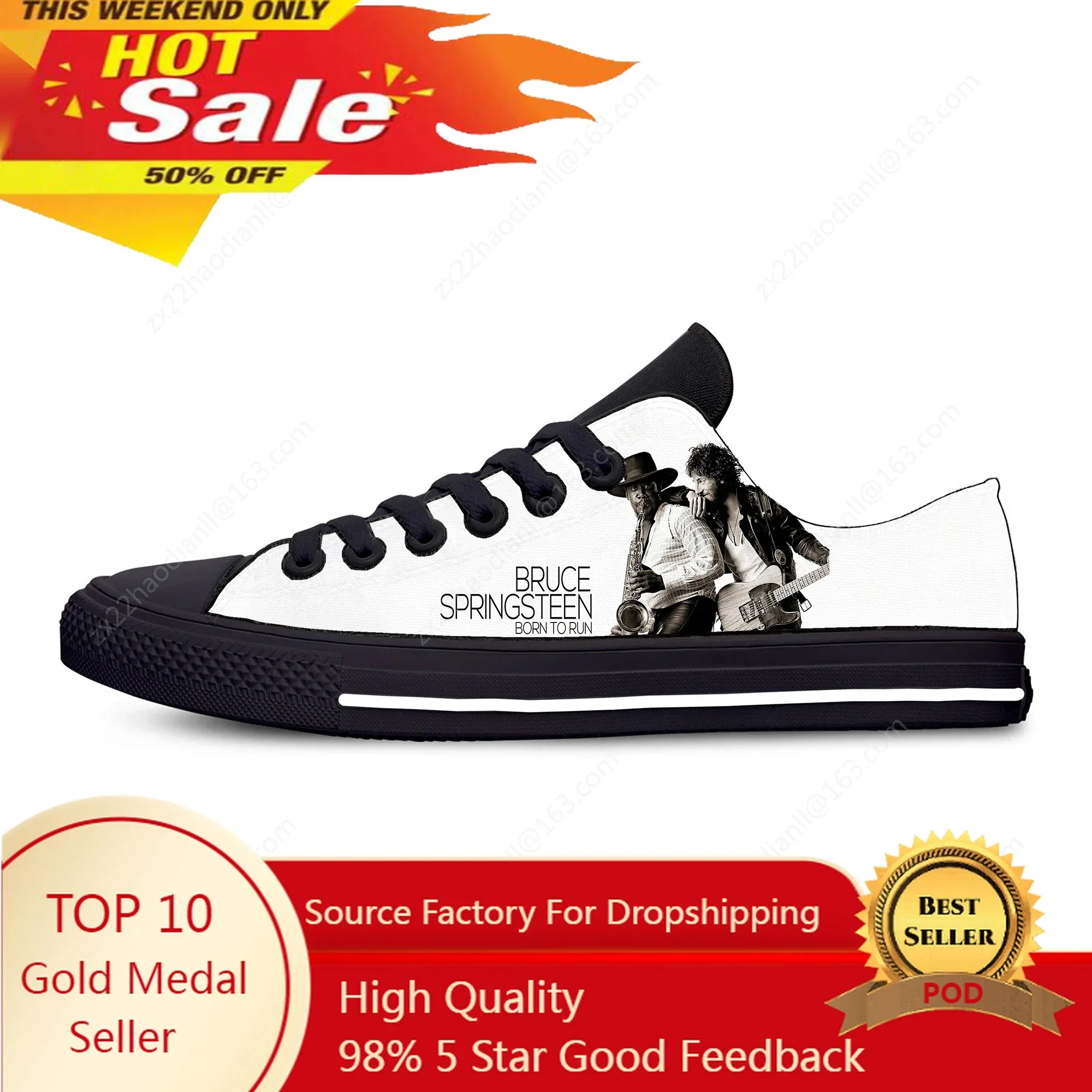 

Born To Run Low Top Sneakers Bruce Springsteen Mens Womens Teenager Casual Shoes Canvas Running 3D Print Shoes Lightweight shoe