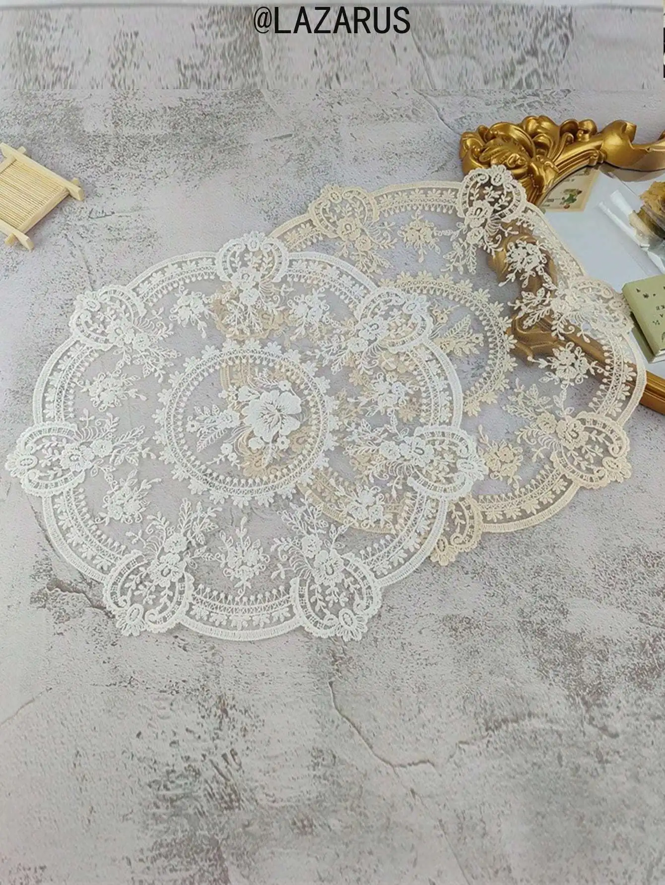 1PC Vintage Crochet Lace Tablecloth, Floral Pattern Bohemian Placemat, Heat Resistant Air Fryer Dust Cover, Home Decor Kitchen Table Mat