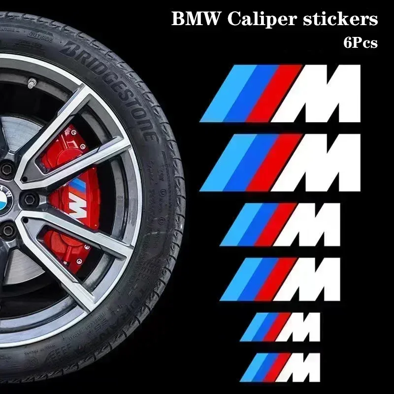 /Car White Black M Logo Emblem Badge Brake Caliper Sticker For BMW M Power Performance M3 M5 X1 X3 X5 X6 E46 E39 Auto Accessory
