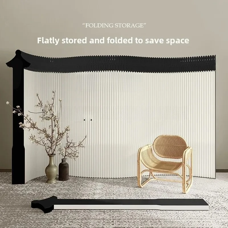 screen partition living room folding mobile Chinese entrance door facing door simple background