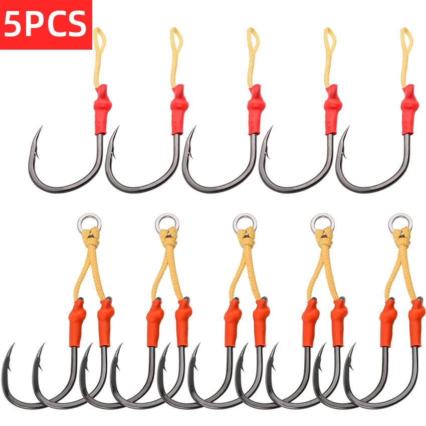 5 قطعة خطاف صيد السمك عالي الكربون الصلب السنانير اليابان مساعدة هوك الشائكة واحدة مزدوجة جريئة تهزهز خطاف بطيء ل باس صيد السمك #1