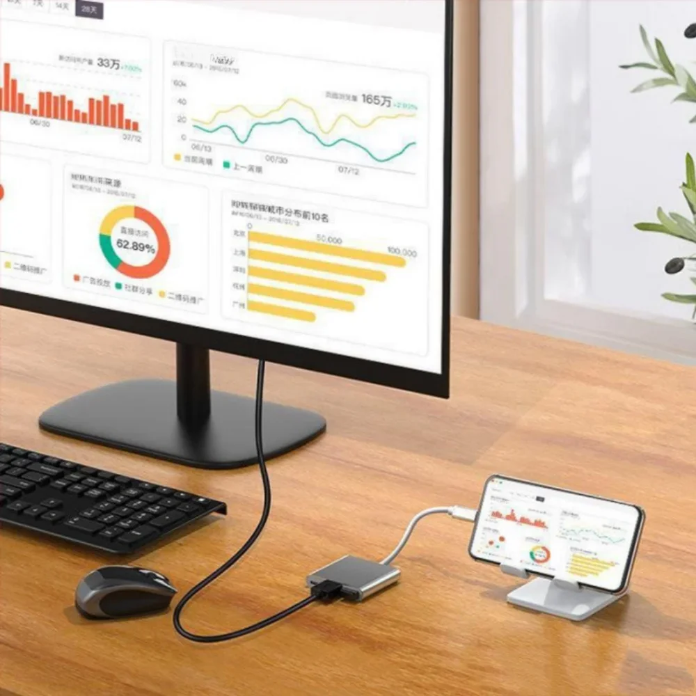 3 في 1 USB C Hub HDMI 4K محول محطة إرساء من النوع C لجهاز توصيل الكمبيوتر المحمول/الهاتف