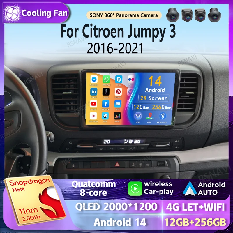 Android 14 Carplay Auto Car Radio BT Multimedia Player For Citroen Jumpy 3 2016 - 2021 E53 X5 M5 Autoradio Stereo 2din Head Unit