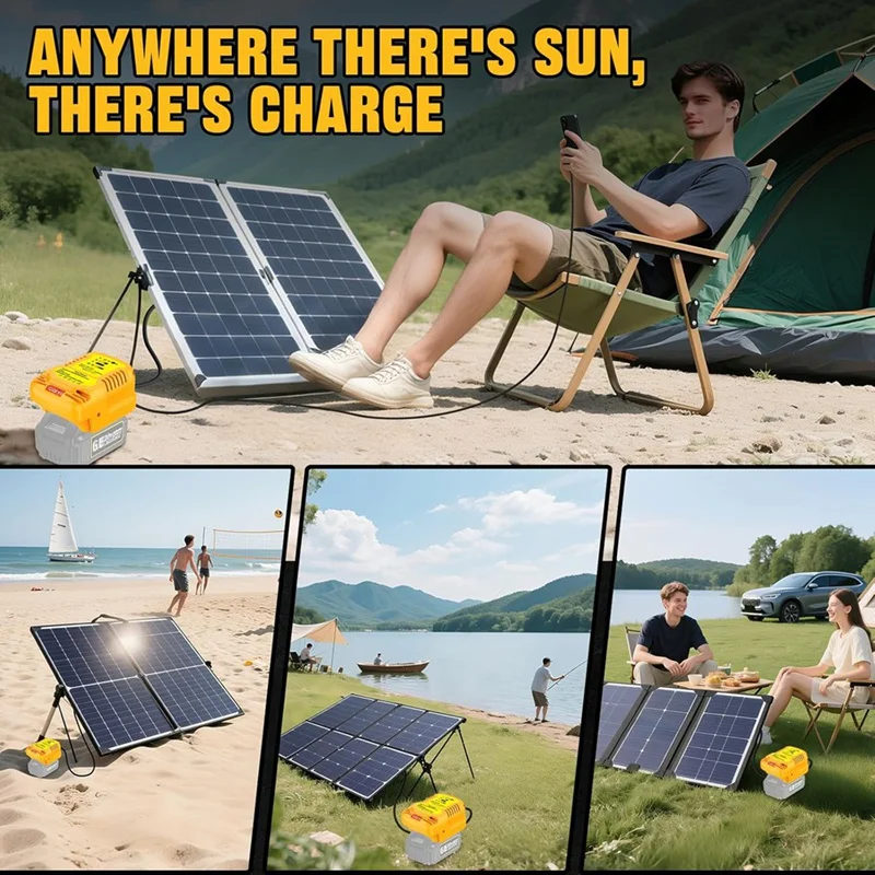 Solar Charger Adapter for 20V/60V Battery,Portable,Outdoor Work,Camping-A26I view 5