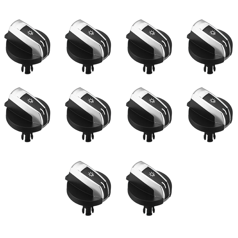 10Pcs Car Headlight Switch Knob Buttons for BMW 5/7 Series X3 X4 F01 F02 F03 F10 F18 F07 F06 F25 F26 Black