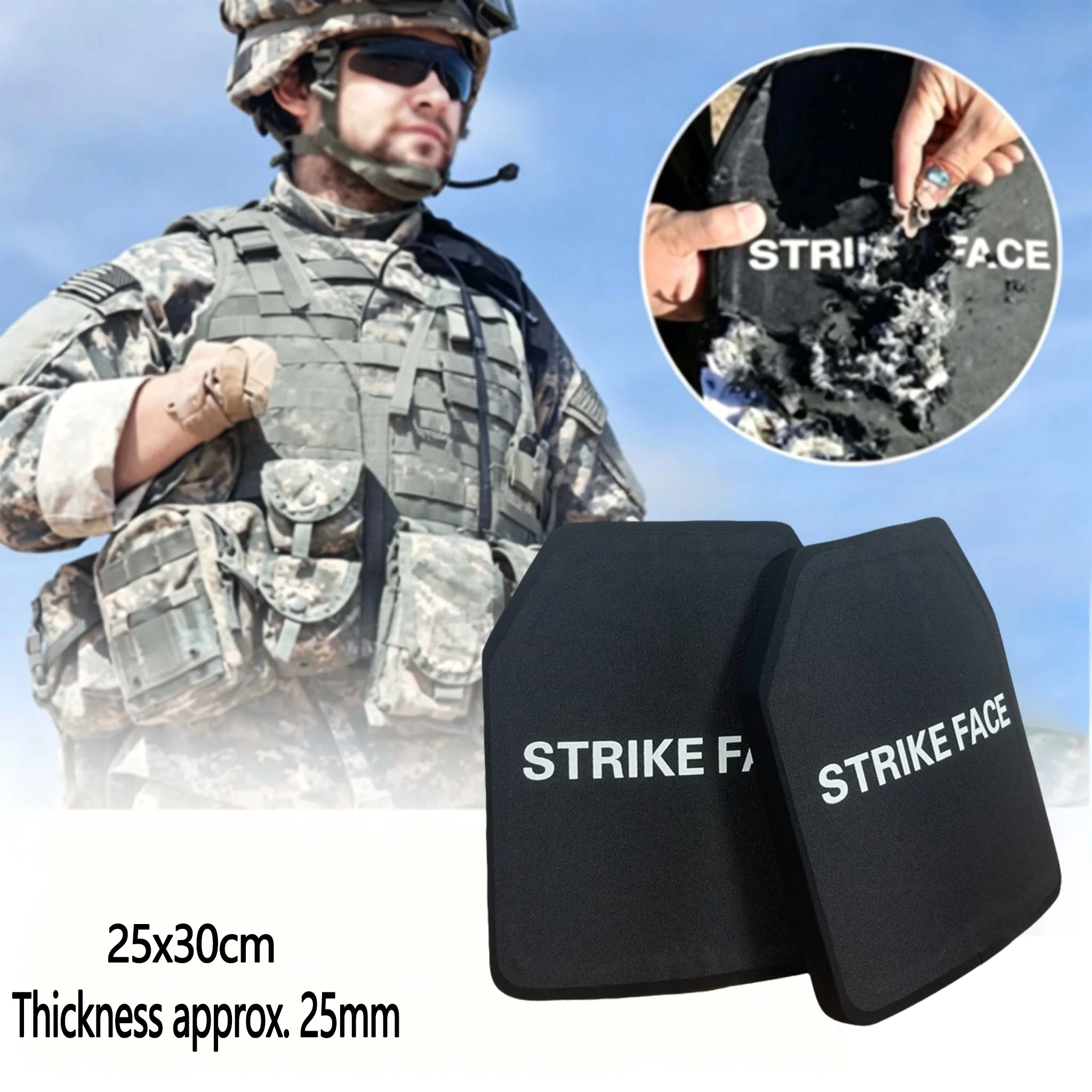Level 3/3A Pure PE Protective Board 25X30CM Defense Board Tactical Plug-in Board Backpack Deck Defense Shield Self-Defense