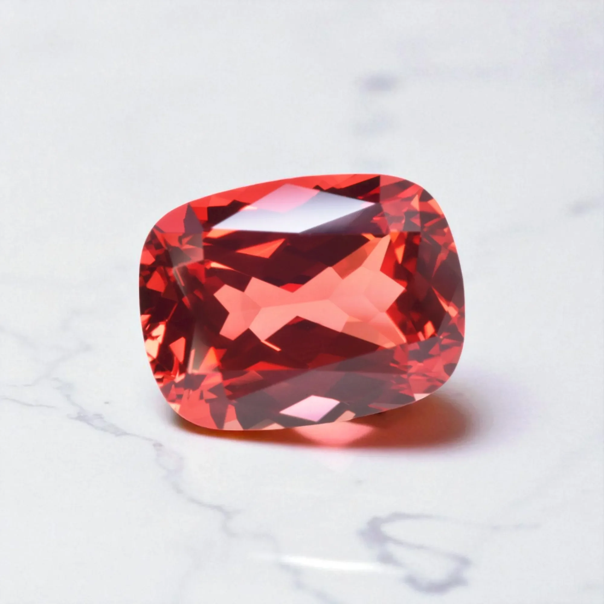 Laborgezüchteter Saphir im Asscher-Schliff in Sonnenuntergangsrot für Schmuckherstellung, Ringe, Halsketten, Ohrringe, Hauptmaterialien, AGL-Zertifikat – Detail 20