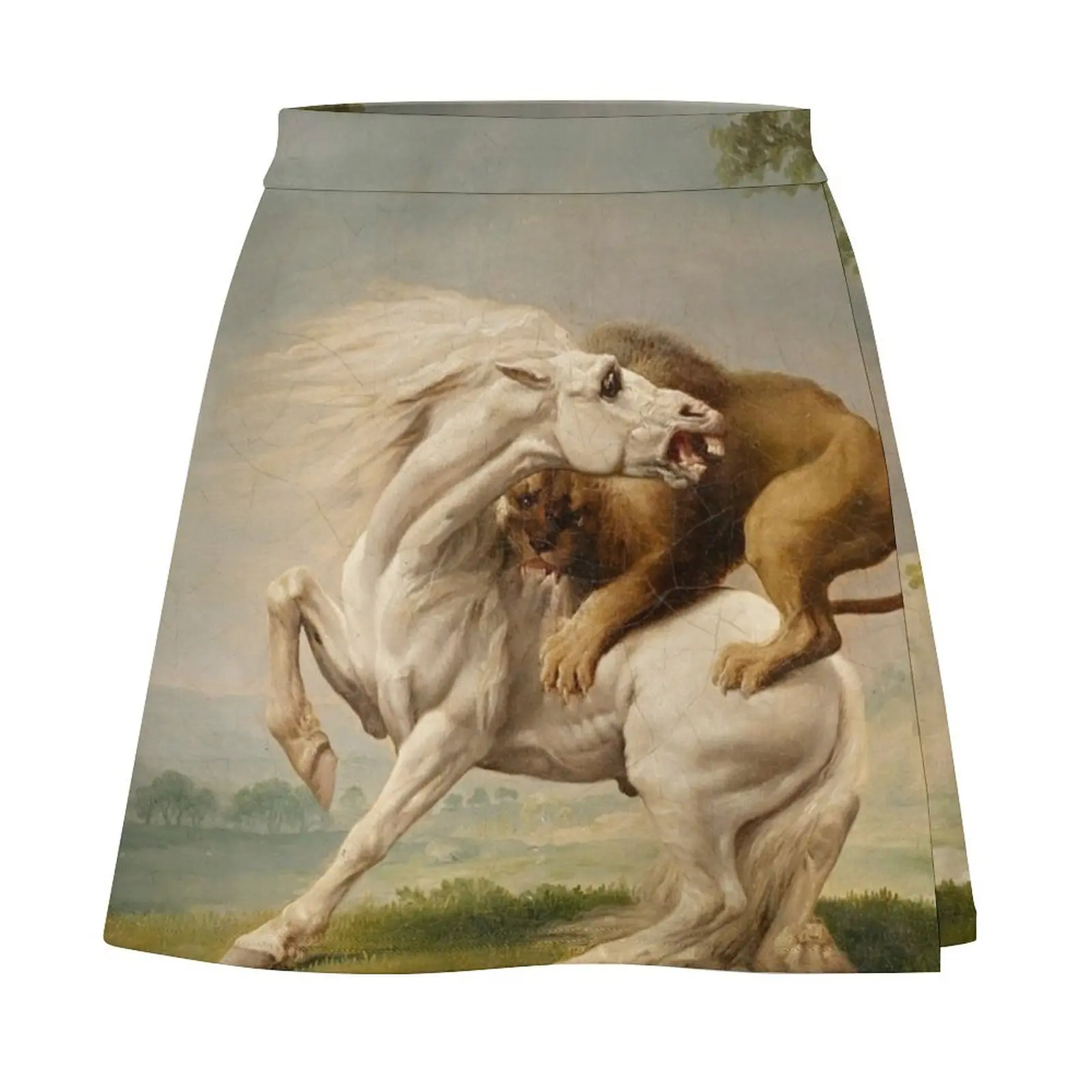 George Stubbs - A Lion Attacking A Horse 1765 Mini Skirt Women's summer dress cute skirt Woman skirts Mini Skirt