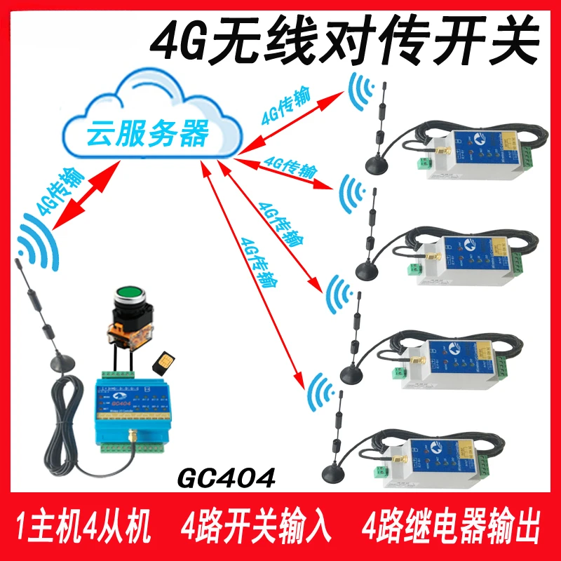 4G remote control switch module, one-to-four wireless remote control switch, water level intelligent Internet of Things