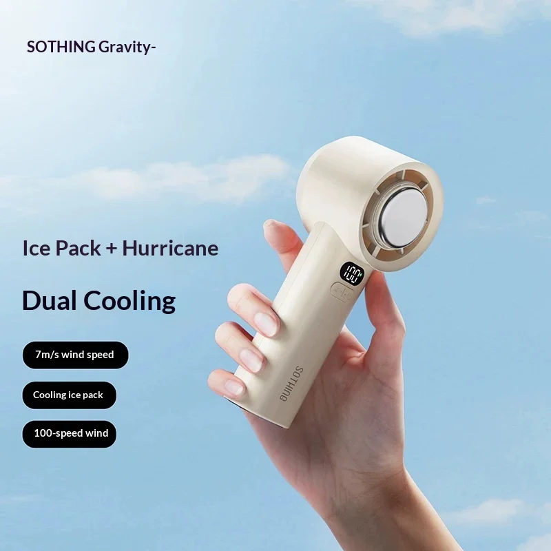 Sothing Engine MaxA Hand-Held Small Fan 100 Th Gear Super Wind Low Noise Handheld Fan Turbocharged Super Wind Power Light Weight