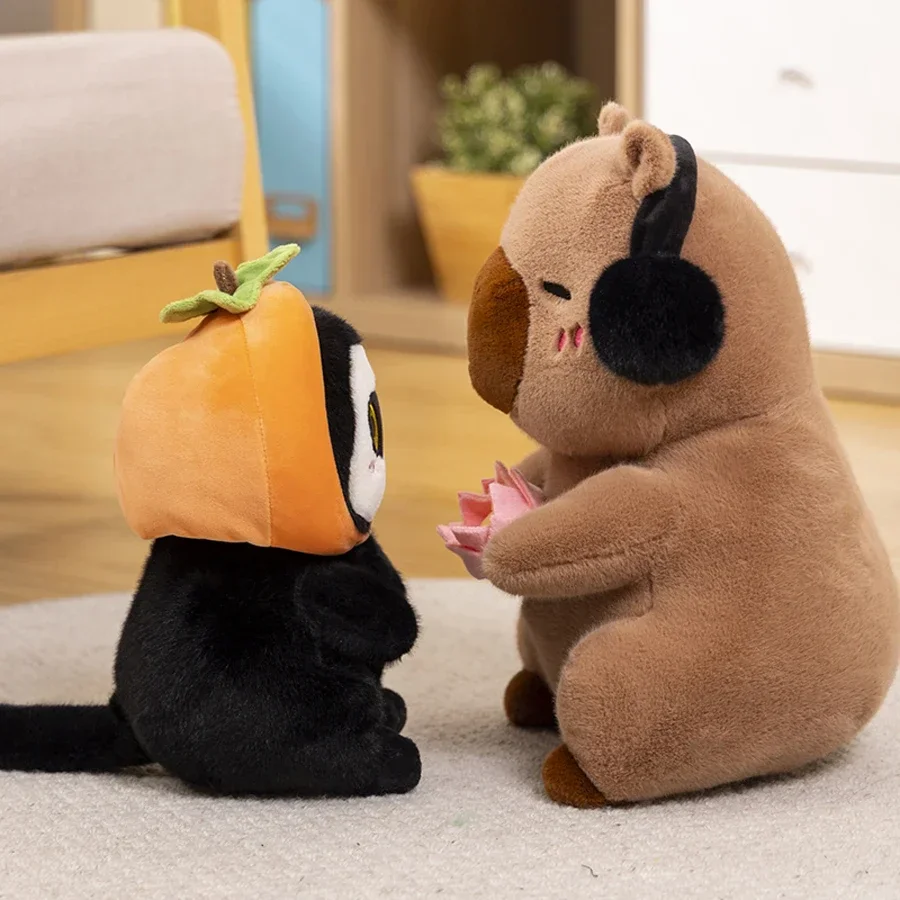 Süßes Capybara-Plüschtier, Kuscheltiere, Capybara hält Lotusblume, weißes Gesicht, Affe, weiche Puppe, Kinderspielzeug, Geburtstag, Weihnachten, Geschenk