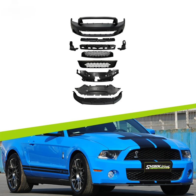 Body Kit for Ford Mustang 10-14 GT500 13-14 V6 GT to 10-12 GT500 PP Plastic Grey Primer Front Bumper