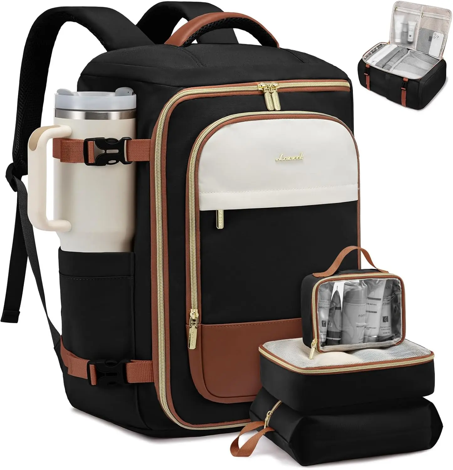 

50L TSA-Approved Carry-On Backpack for Women with Packing Cubes, Fits 17" Laptop, Water-Resistant Air Travel Bag
