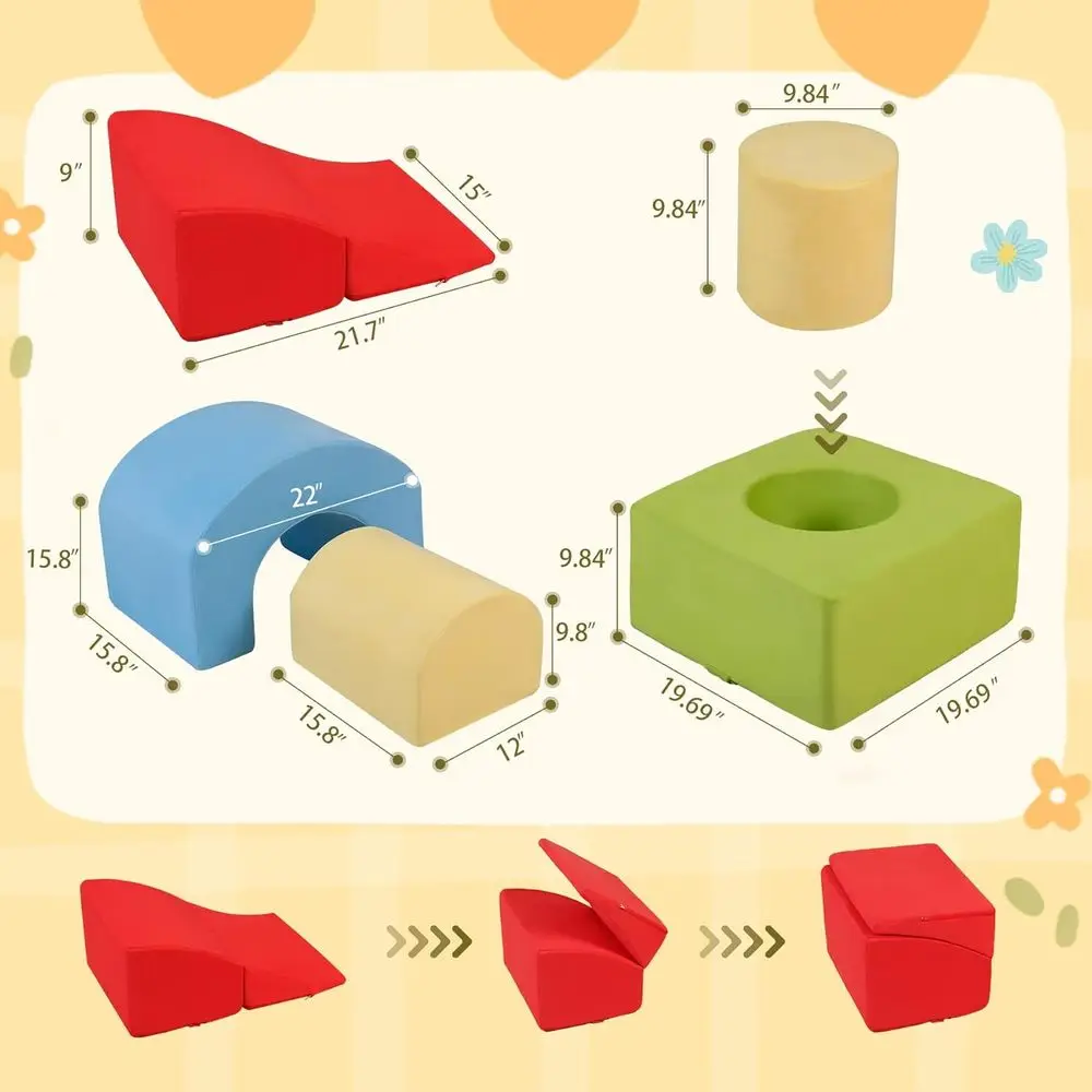 Miękkie piankowe klocki do wspinaczki dla maluchów: 5-częściowy centrum zabaw w pomieszczeniach dla dzieci w wieku 1-3 lat