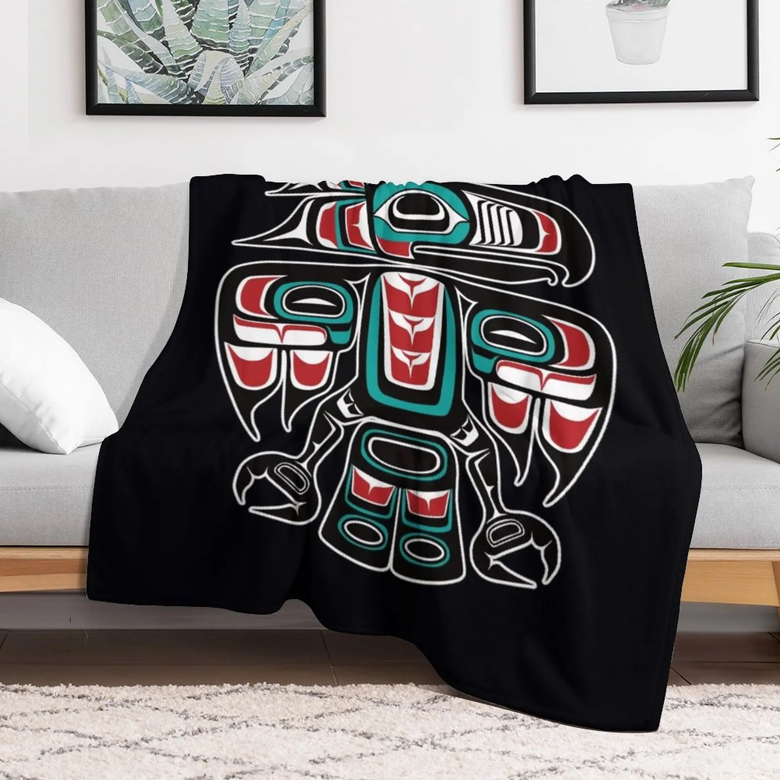 Haida Tlingit Native Raven Totem \t Throw Blanket Plaid on the sofa Plush Thermals For Travel Blankets