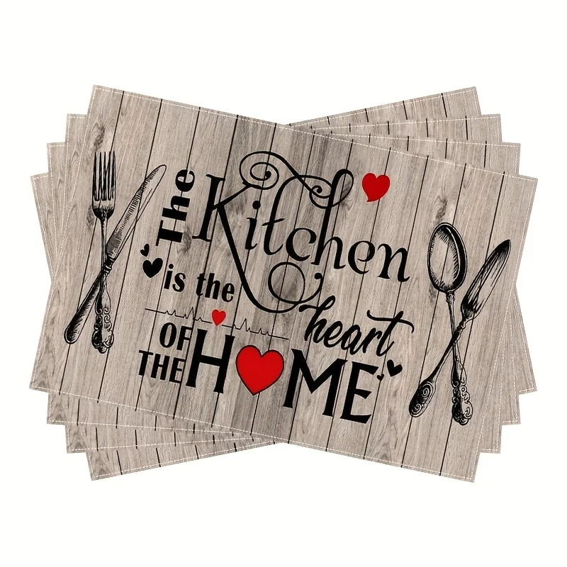 Merry Christmas Tree Snowflake Ornament Print Rectangular Placemats Farmhouse Style Dining Table Decor Table Mats 4/6/8PCS
