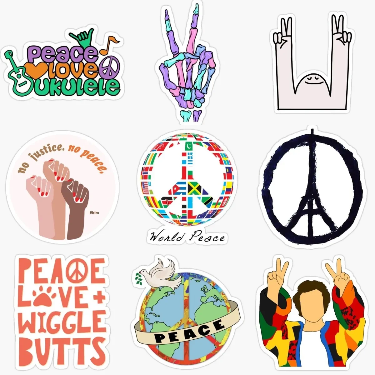 

Peace Love PVC Creative Stickers Accessories for Decorate Wall Car Motorcycle Off-road Helmet Camper Bumper Window Decal