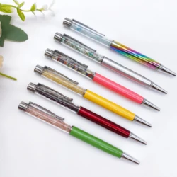 Natural Crystal Gravel Ballpoint Pen Quartz Stone Energy Healing Creative Ballpen Stationery Office Bussiness Supply Gift