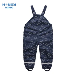 HONEYKING Children Waterproof Rain Pants Baby Jumpsuits Boys Girls Overalls Pants Fashion Kids Overalls Beach Sand Wading Pants