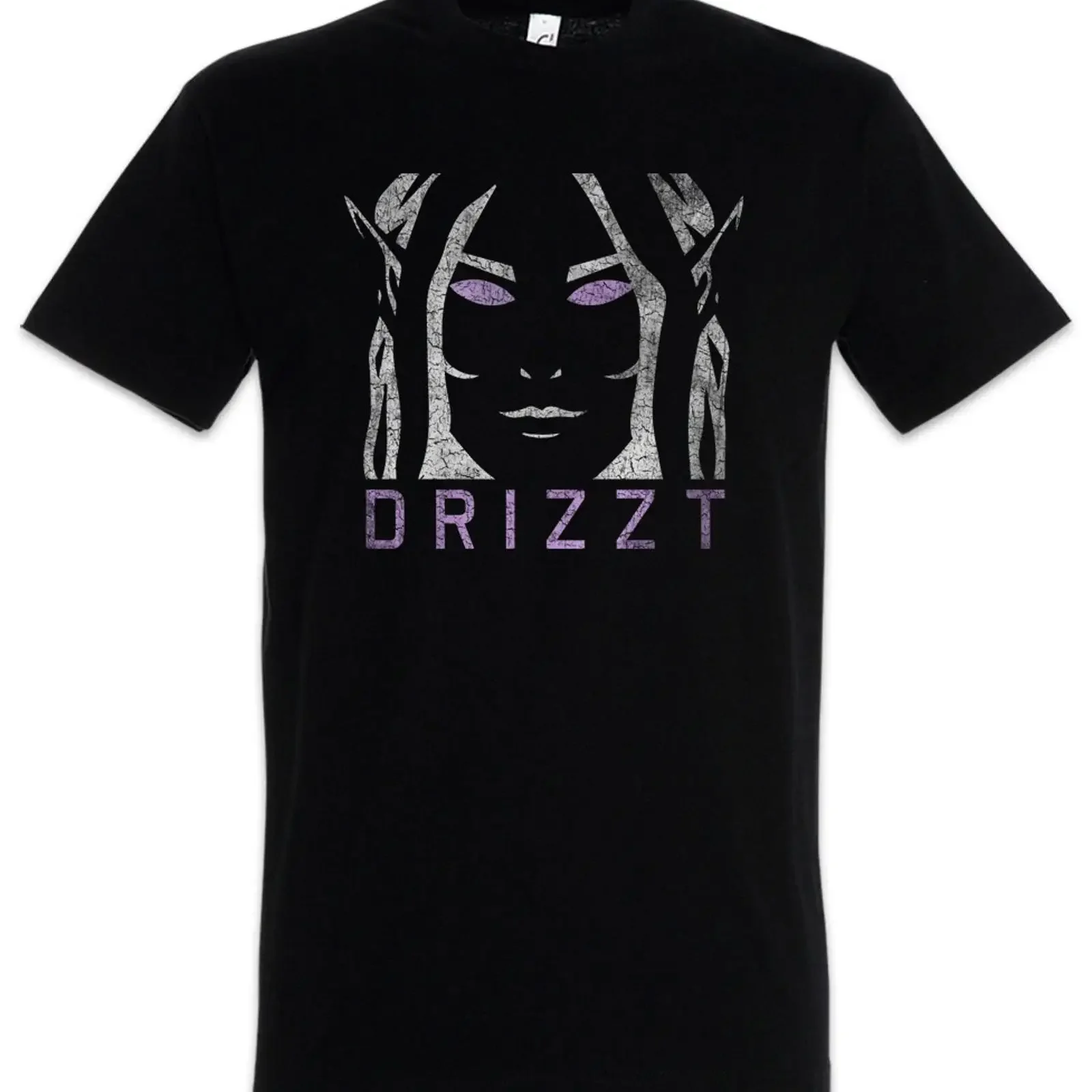 Dark Elf Face T Shirt The Legend Drow of Drizzt Trilogy Do'Urden vintage Washed Soft Stretched Unisex Top For Everyday Wear