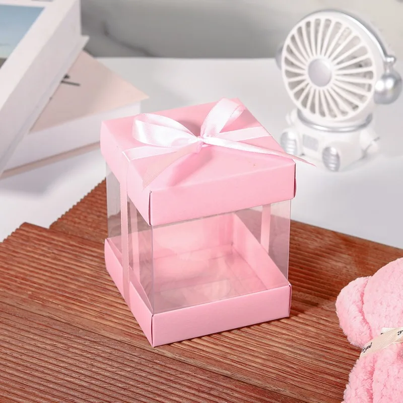 10Pcs Clear Favor Boxes, Clear Gift Boxes Mini Transparent Cube Macaron Boxes Candy Boxes for Wedding Favors Baby Shower