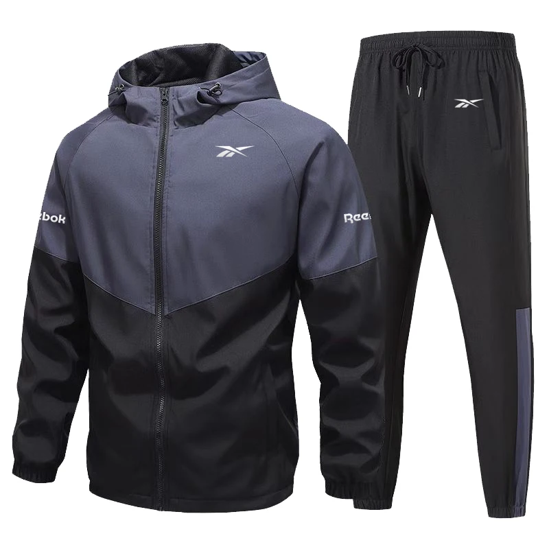 Conjunto de sudadera con capucha para hombre de la marca Reebok, ideal para actividades físicas. La mejor opción para ropa deportiva de uso diario y para actividades al aire libre. Estilo de diseño patchwork. Adecuado