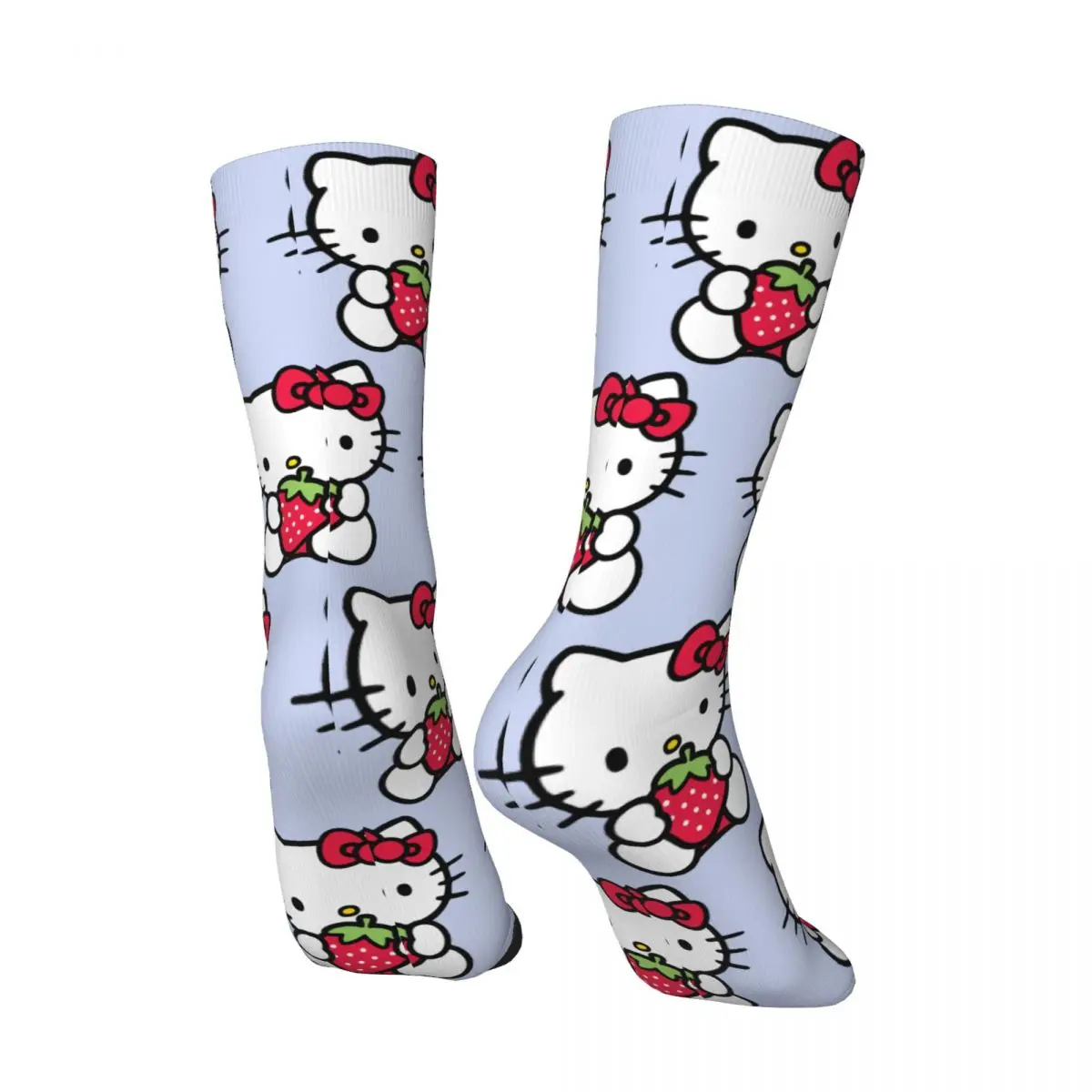 Hip Hop Retro Strawberry Crazy Men's compression Socks Unisex Hello Kitty Street Style Pattern Printed Funny Novelty Happy Crew