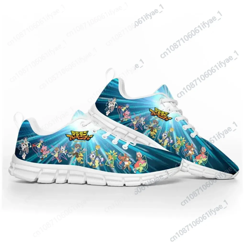 Cartoon Digimon Adventure Anime Sports Shoes Mens Womens Teenager Kids Children White Sneakers Custom High Quality Couple Shoe