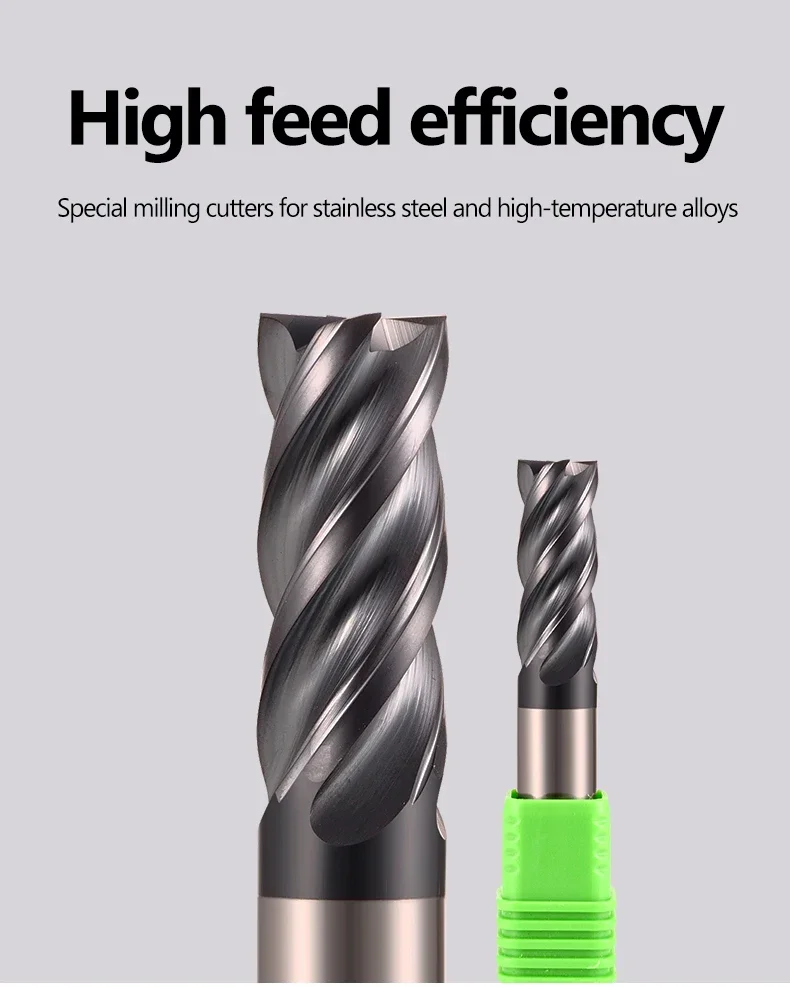 HRC72 CNC Carbide End Mill Tungsten Cutter 4 Flute 6 8 12 20 For Stainless steel Hardened Steel Router Bit Metal Machining Tool