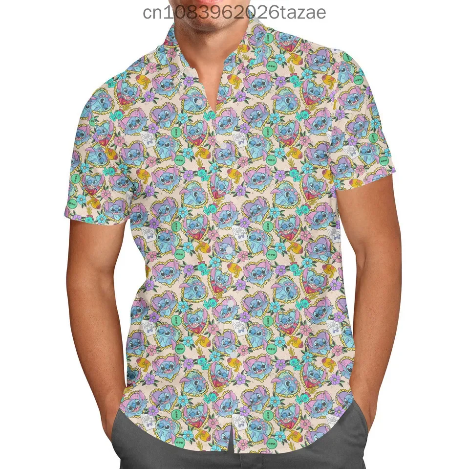 Disney heart-shaped Stitch Hawaiian shirt