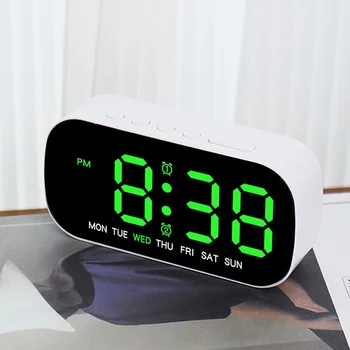 LED 스크린 디지털 알람 시계, 밝기 조절 가능, 다기능 디스플레이, 전자 알람 시계, 12 H, 24H 테이블 시계 