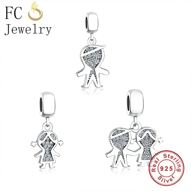 

FC Jewelry Fit Original Pan Charms Bracelet Authentic 925 Silver Little Boy Girl Son Daughter Bead Pendant For Women Berloque