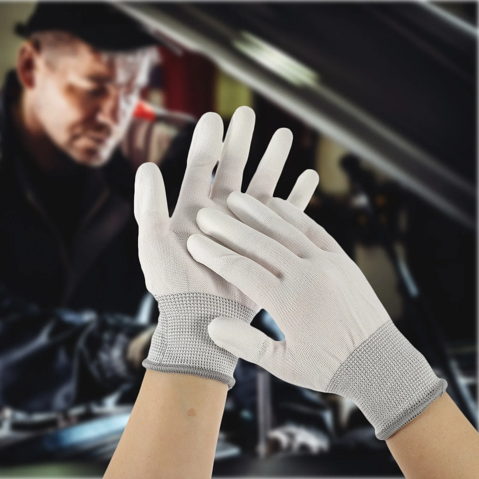 

10Pairs PU Coated Finger Gloves Nylon Thin Design Comfortable Breathable Work Safety Protective Gardening Construction