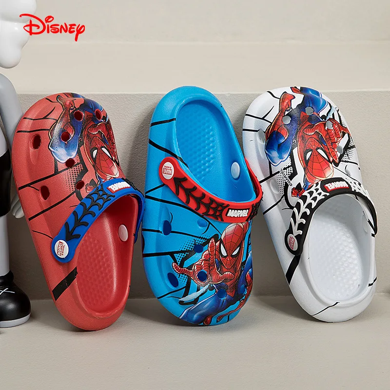 Disney Slippers Children\'s Hole Shoes Summer Spiderman Boys Indoor Non-slip Sandals Children\'s Outdoor Wear Beach Shoes