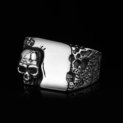 Cool Punk Domineering 316L Stainless Steel Heavy Sugar Skull Ring Mens Punk Rock Biker Jewelry Christmas Creativity Gift