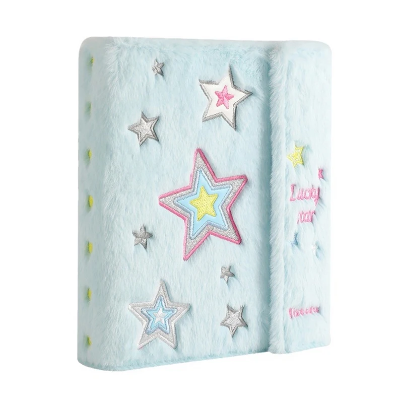 A5 3-inch Small Card Storage Star Pattern Plush Photo Album Binder Photocard Collection Books Loose-leaf Photocard Holder