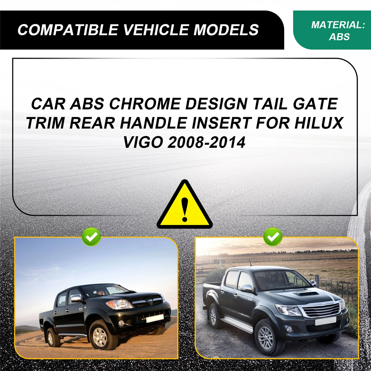 سيارة ABS كروم تصميم الذيل بوابة الكسوة مقبض خلفي إدراج لتويوتا هايلكس فيجو 2008-2014 (فضي)