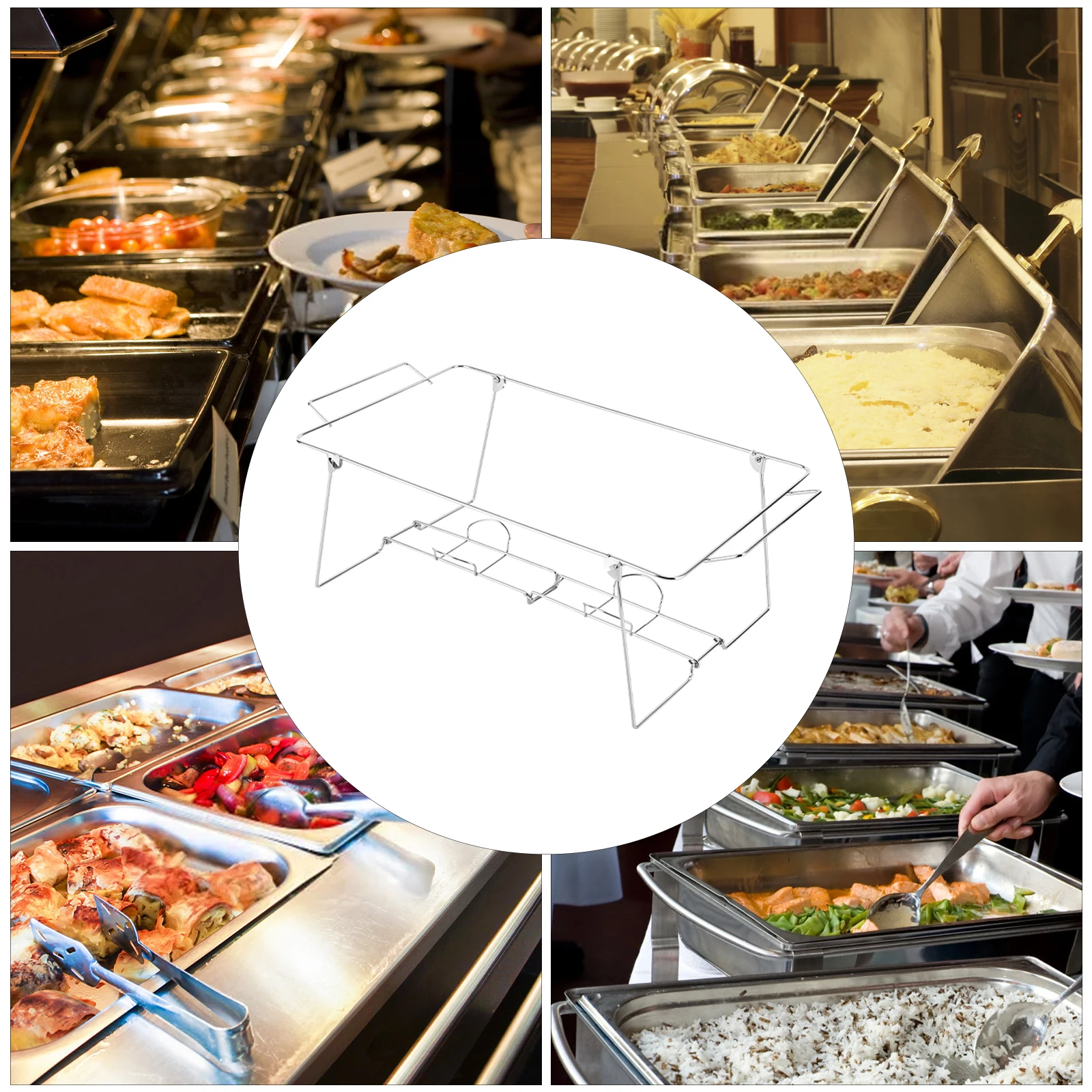 51*30.5cm Silver Foldable Chafing Wire Rack 12 Pack Iron Buffet Stand For Camping Hotel Buffet Picnic Barbecue Weddings