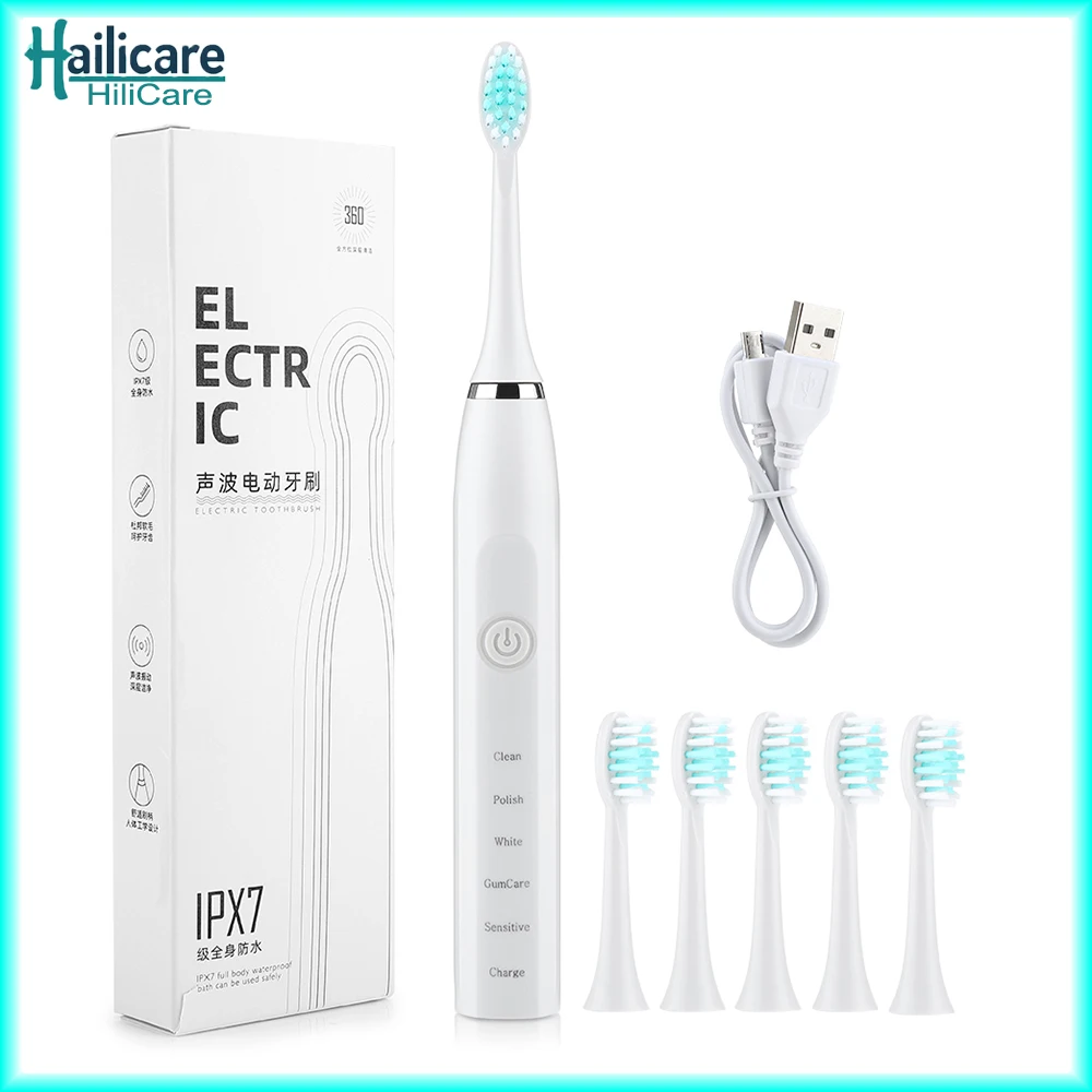 

Electric Toothbrush 5 Modes 4 Speeds Dental Care Waterproof Tooth Brush Soft Bristles Teeth Whitening Gum Massaging for Adults