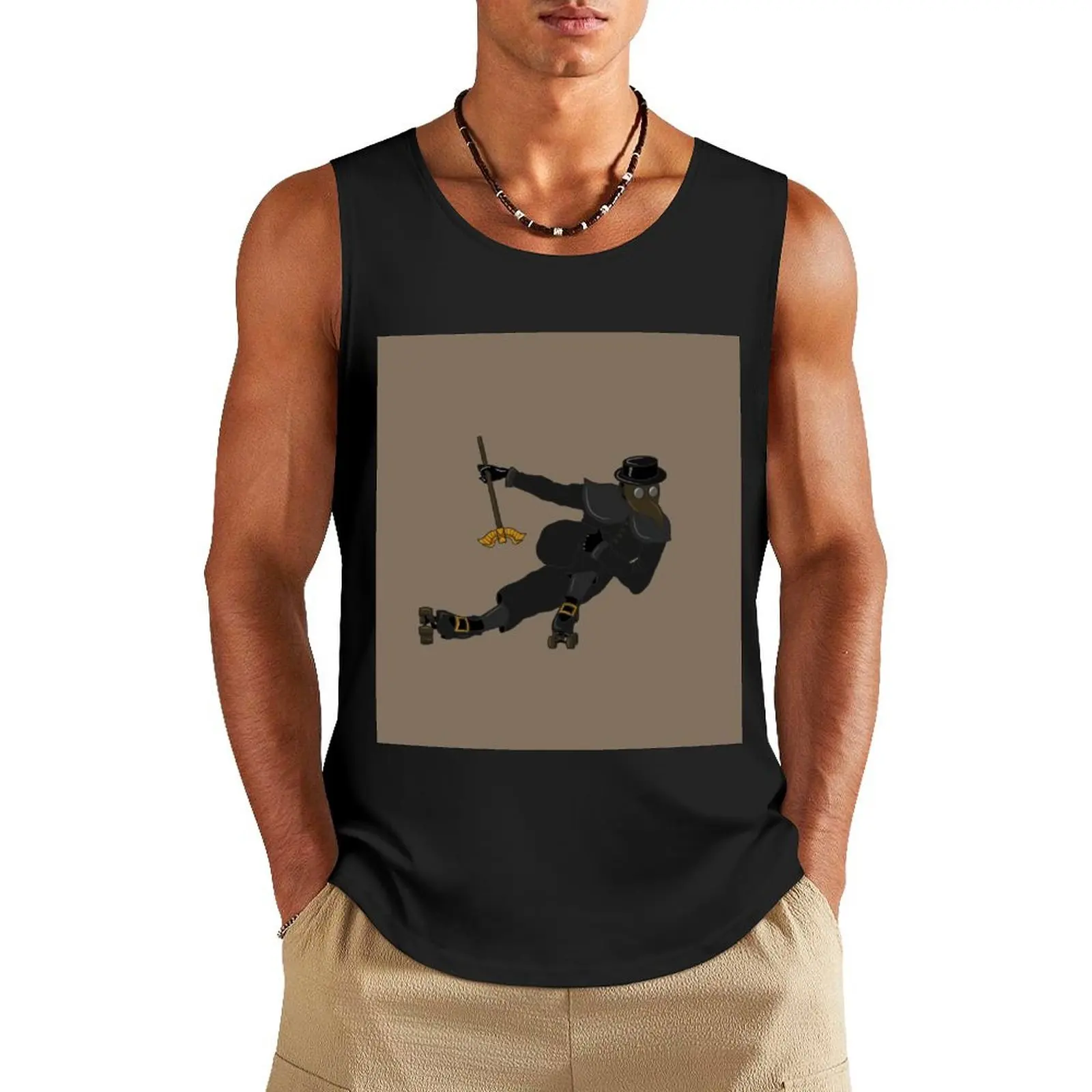

Roller Skating Plague Doctor Tank Top men gym summer clothes