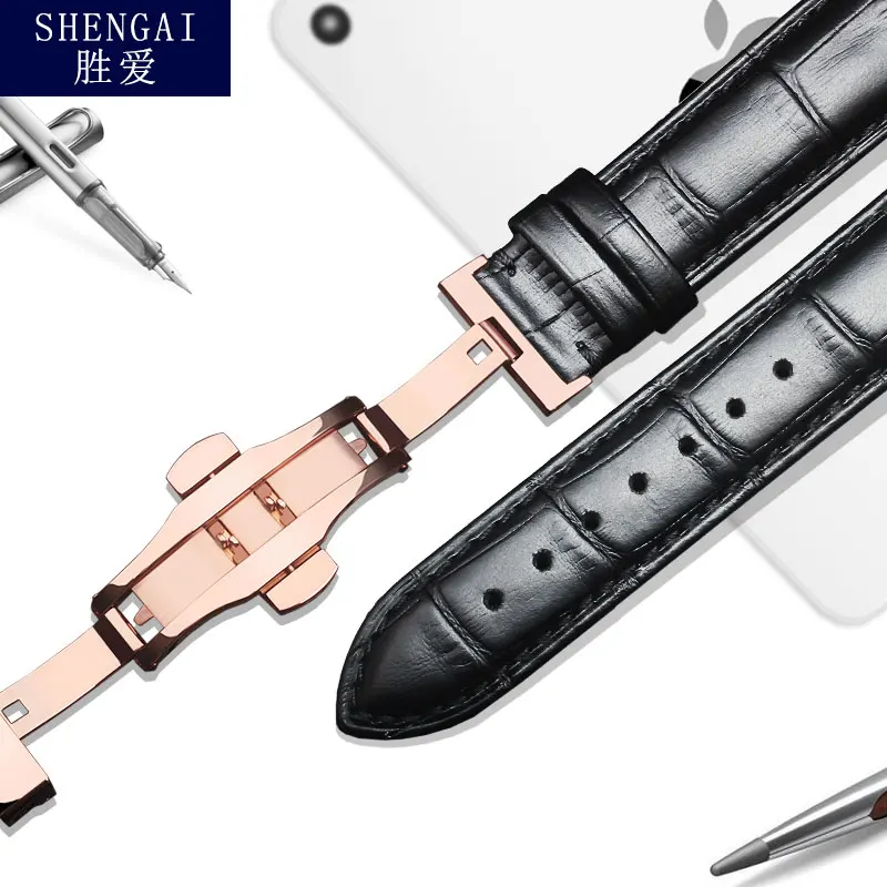 حقيقية جلد البقر حزام الساعات للرجال والنساء ، التمساح نمط سوار ، 18 ، 19 ، 20 ، 21 ، 22 ، 23 مللي متر ، يصلح ل تيسو ، لونجين ، أوميغا ، ميدو