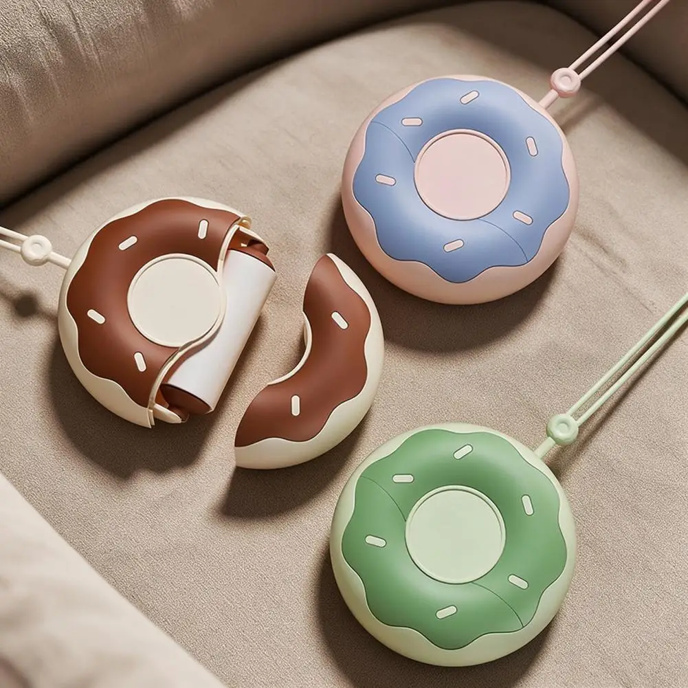 Portable Donut Lint Remover, Mini Sticky Lint Roller with Lanyard,Pet Hair Remover, Clothes Hair Remover for Travel Trip