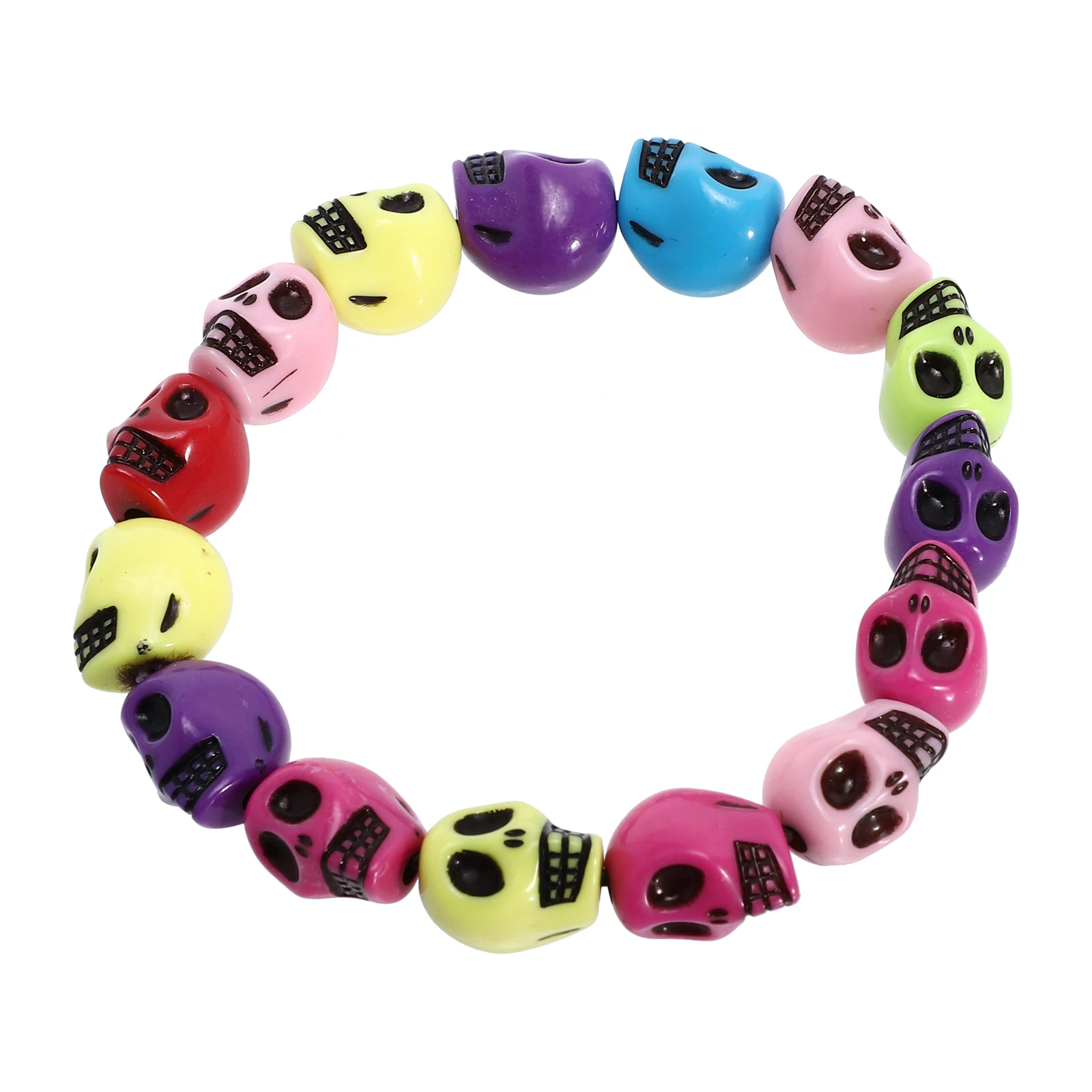 

Skull Beads Bracelet Punk Style Men Women Jewelry Colorful Skull Resin Beaded Accessories Fashion Charm Craft Detail