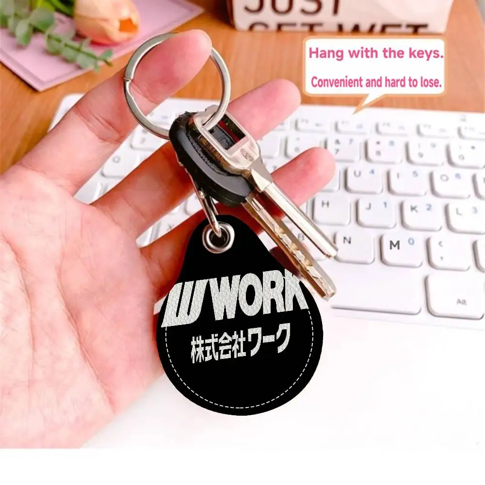 عجلات العمل للرجال والنساء سلسلة مفاتيح عالمية مضادة للصدأ من جلد البولي يوريثان حامل بطاقة الوصول قطرة حلقة علامة المفاتيح